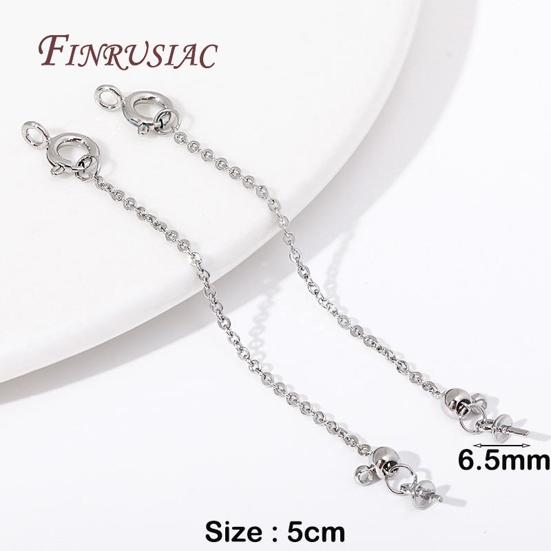 

18K Gold Plated Adjustable Extension Chain W/ Spring Ring Clasp W/ Pearl Pendant Mounting Bails Connectors DIY Jewelry Findings 2 Pieces