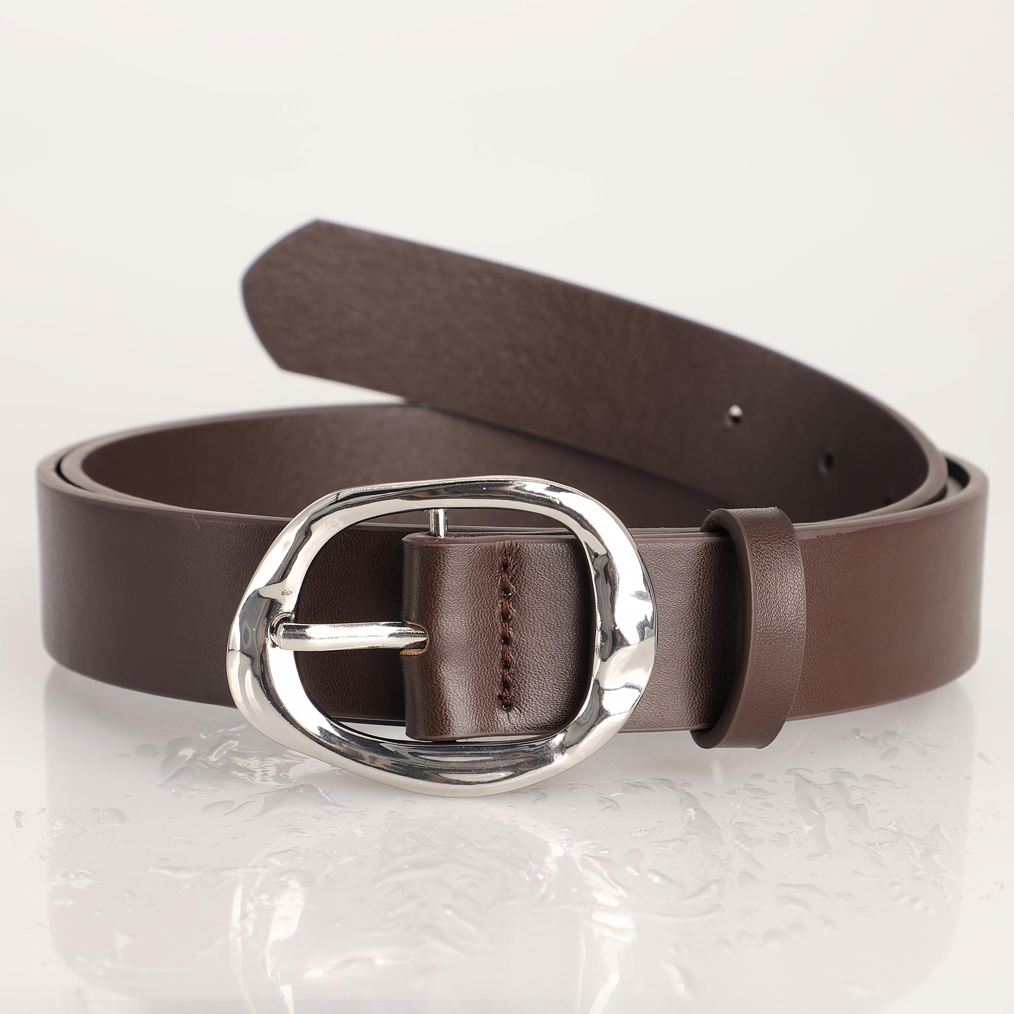 

New Luxury Women s Belt Fashion Casual Classic Silvery Buckle Belts Plus Size - Pair with Jeans, Pants, Dress, For Ideal Gifts 110cm кофейный