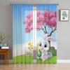 Ostern Gras Kaninchen Tüll Vorhang für Wohnzimmer Sheer Volant Vorhang für Küche Schlafzimmer Fenster Vorhänge
