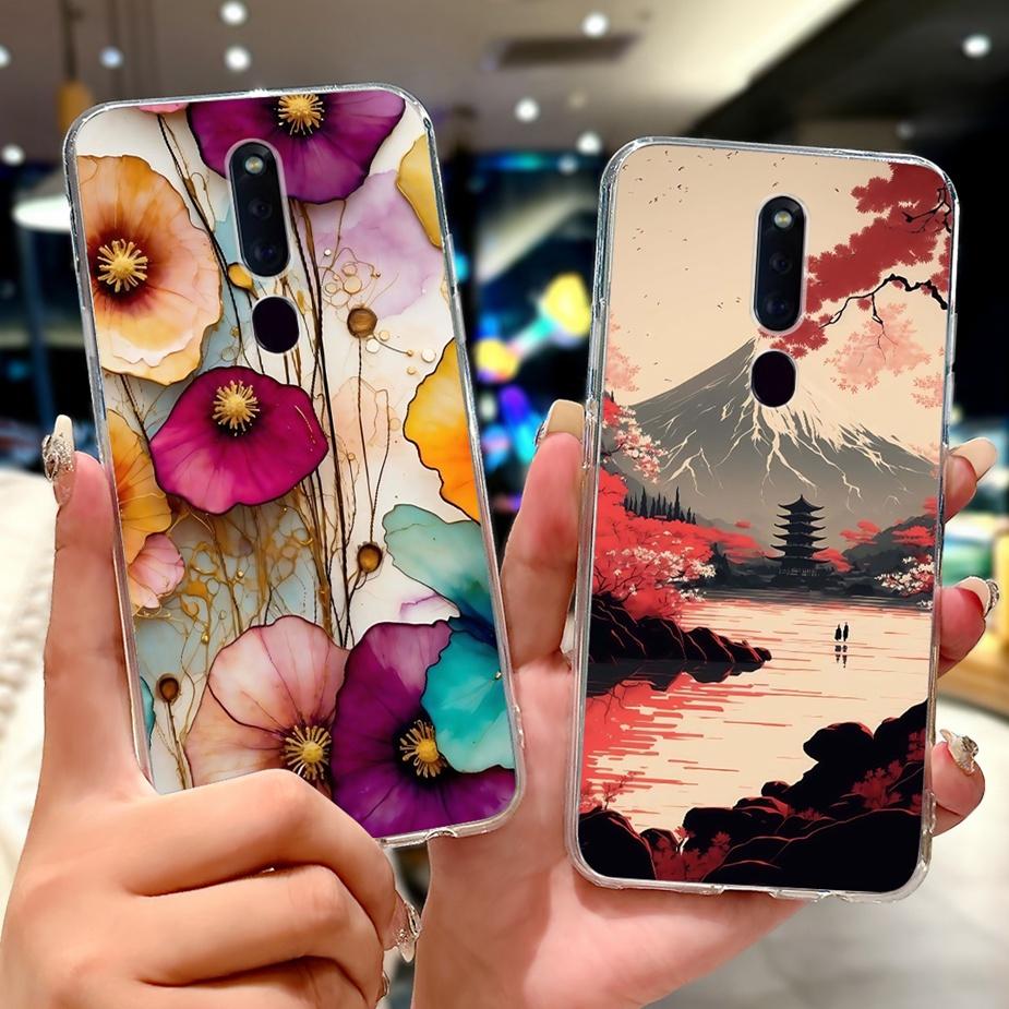 For Oppo F11 Case CPH1913 CPH1911 Colorful Flowers Painted Cover Soft Silicone Phone Case For Oppo F11 Pro F 11 OppoF11 Pro Bags