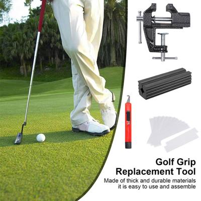 1 Set Golf Grip Replacement Tool Kit with Mini Vise Clamp Rubber Clamp Hook Blade Double Sided Tape Golf Club Replacement Gadgets Golf Accessories