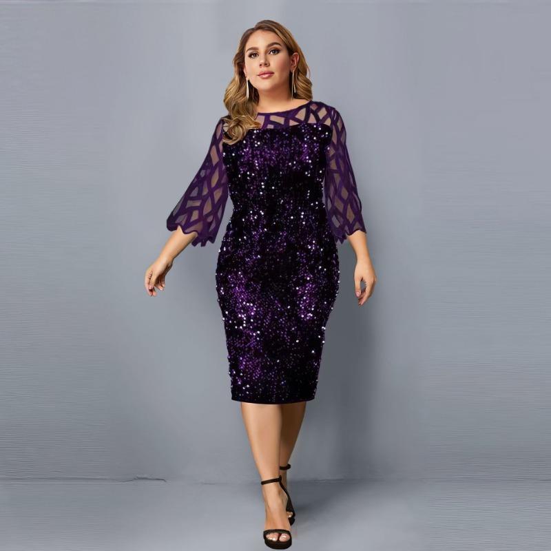 Plus Size Solid Color Bodycon Midi Dress M