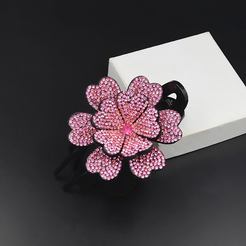 Korean Style Rhinestone Flower Double Layer Hairpin Duckbill Hair Clip Headwear.