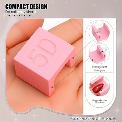 5D Cat's Eye Nail Magnetic Tool - Non-slip Finger Sleeve with Strong Magnet, Multi-color Optional (pink, Purple), Nail Technician Supplies