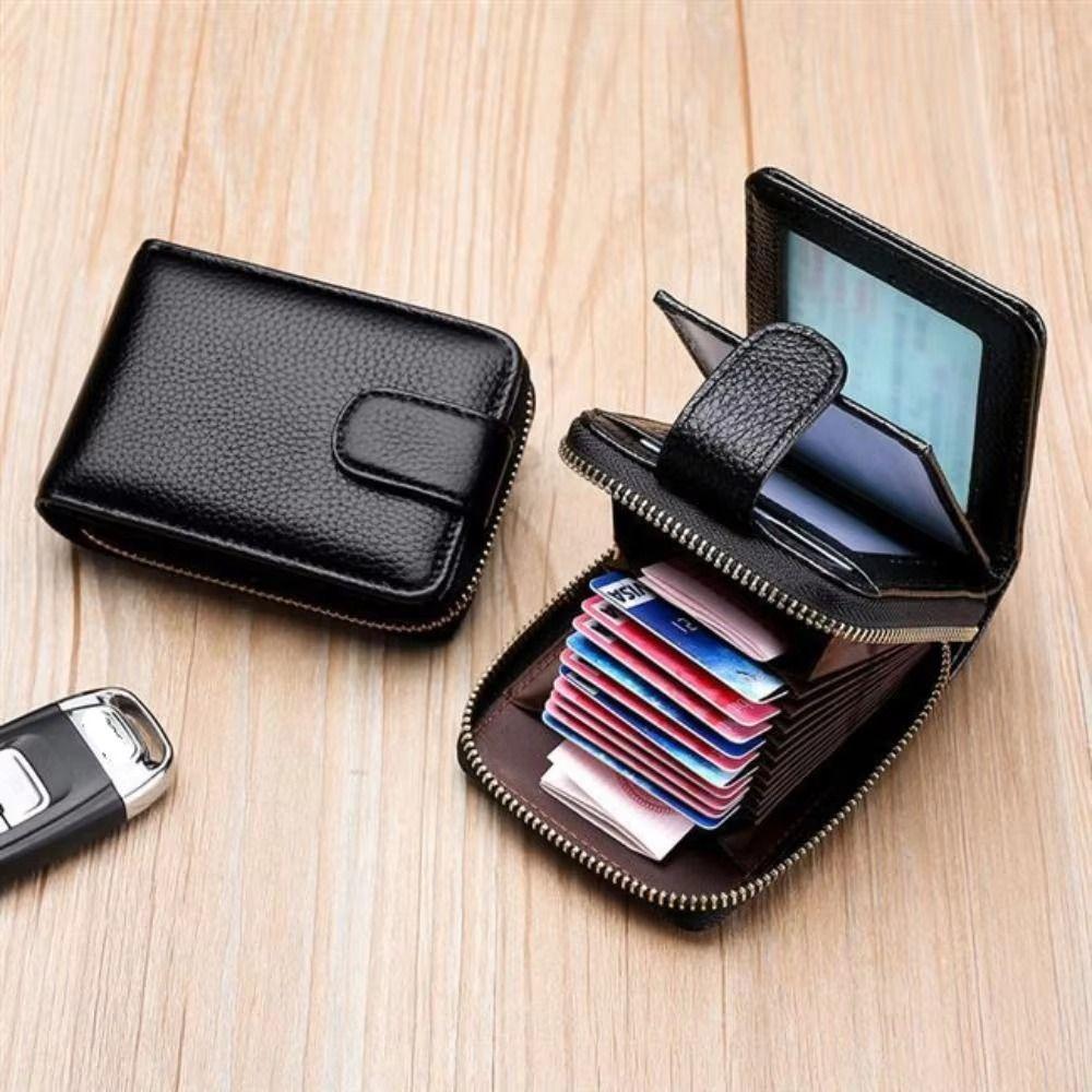 with Buckle Men's Zipper Wallet 11/16 Slots Portable Coin Purse PU Leather Card Holder  Female