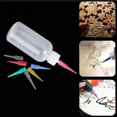 1PC Cream Jam Painting Squeeze Bottles with 7 Nozzles Cake Decor Baking Pastry 50ML Bottle Drawing Pastry Tools Kitchen Accessories