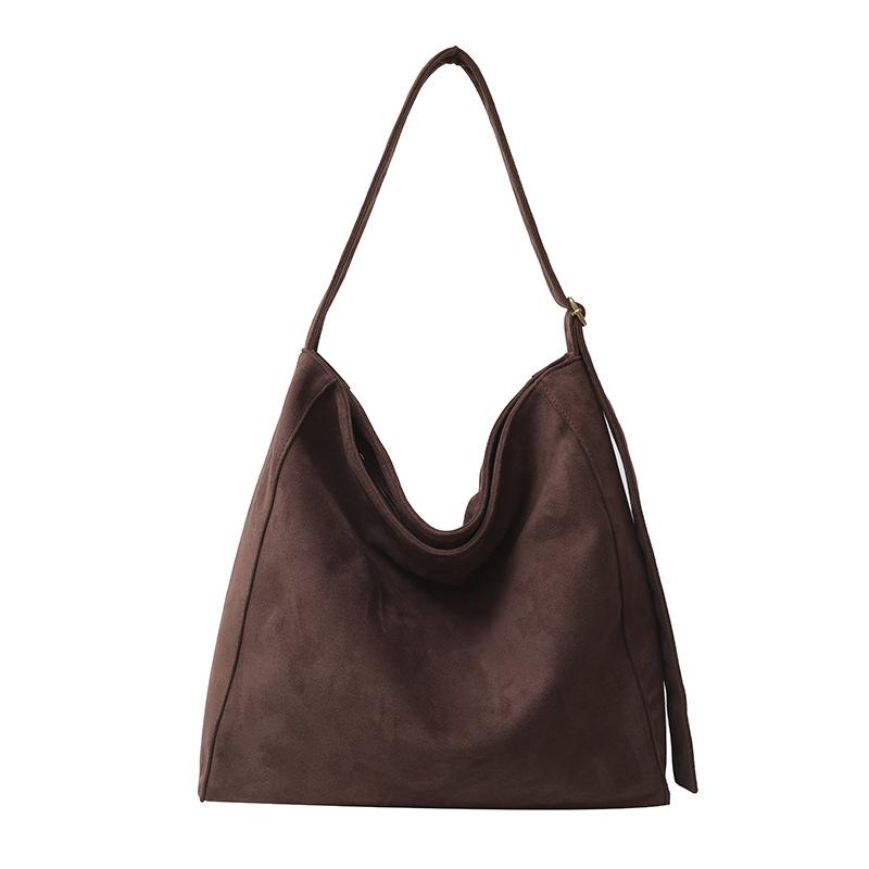 Vintage Versatile Commuter Tote Bag Women's Large Capacity Underarm Bag Suede Shoulder Bag Handbag
