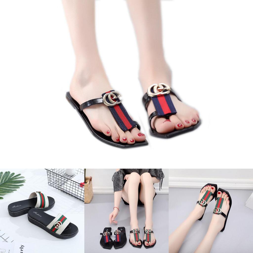 Hochwertige Sommer Damen Flip-Flops Mit Gurtband-Streifen-Design Für Strandbekleidung