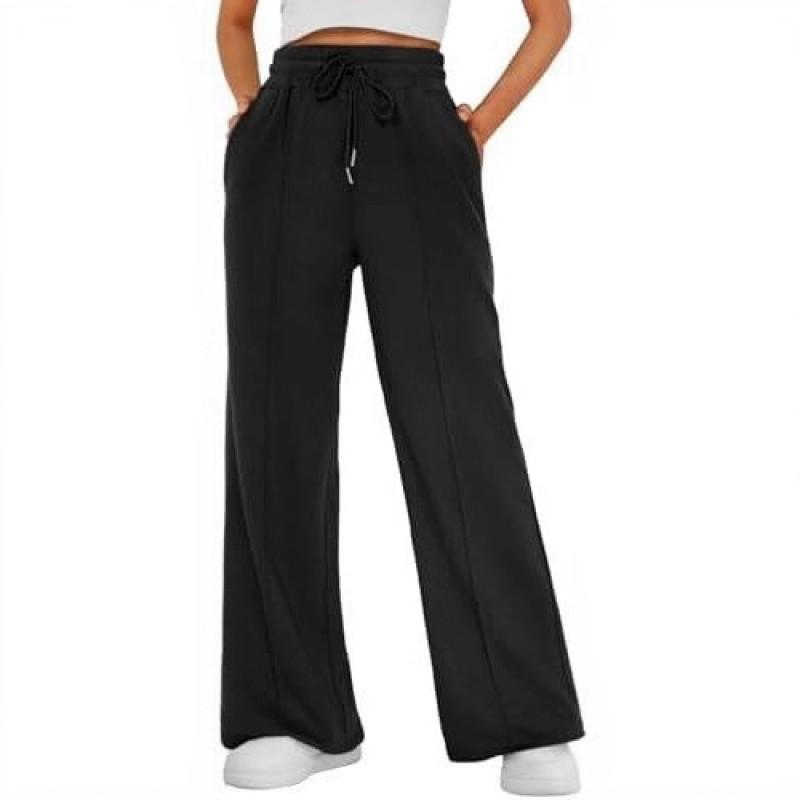 Womens High-Waisted Wide Leg Joggers Loose Fit Casual Pants With Drawstring Elastic Waist Comfortable Daily Wear