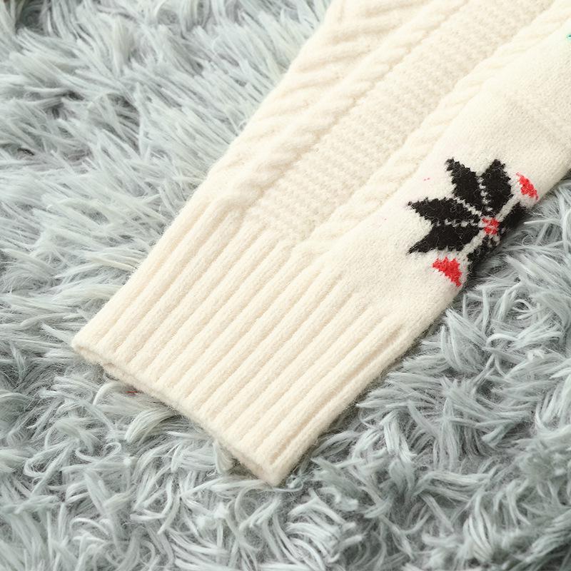 Bai Lu Style European Fashion White Jacquard Loose Knit Sweater for Women, Long Sleeve, Spring