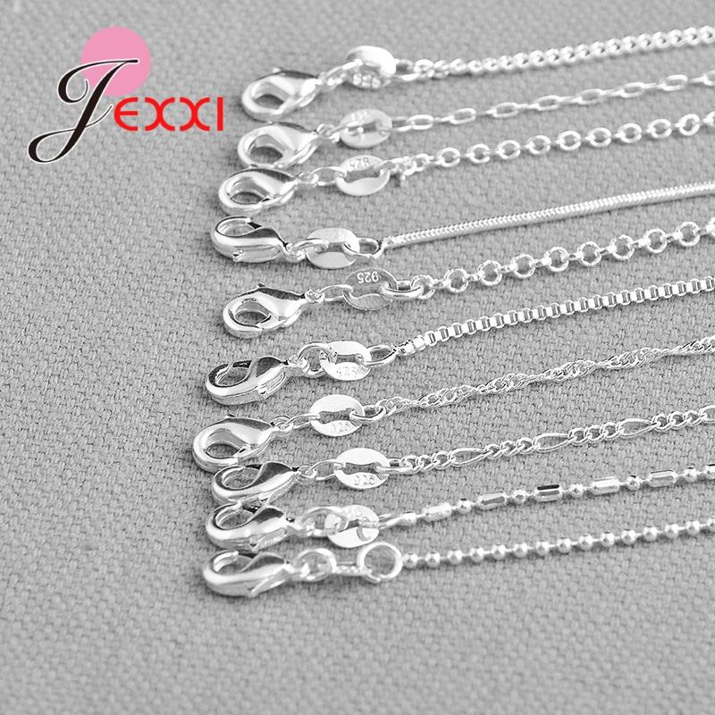Wholesale 1PC 22 Inches Fine Real Pure 925 Sterling Silver Unisex Jewelry Necklace Chains With Lobster Clasps