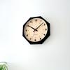 KATOMOKU Muku Clock 8 Octagonal Black km-81BKRCS8 Wall Clock with Continuous Second Hand, 30.0cm Diameter (SKP Radio-Controlled Clock)