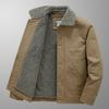 Men's Autumn and Winter Velvet Thick Large Leather Collar Cargo Cotton Clothing Casual Warm Jacket Cotton Clothing
