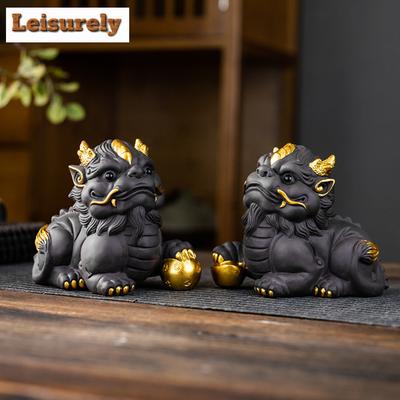 Boutique Zisha Ornamento Portafortuna per Animali da Tè Creativo Pixiu Può Allevare Decorazione Arte del Tè Accessori Set da Tè Fatti a Mano Arredamento da Tavolo per Casa