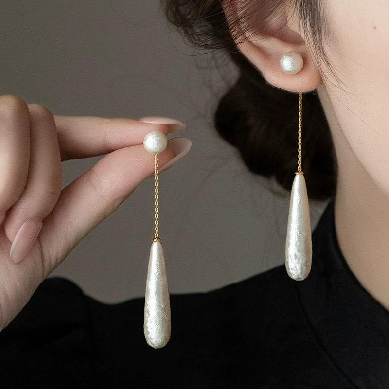 New Arrival French Elegant Niche Design Water Drops Imitation Pearl Dangle Earrings For Women Fashion Simple Jewelry Gifts белый