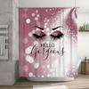 Pink Sparkly Blush Shower Curtain with Glimmering Eyes Glamorous Hello Gorgeous Bath Decor for Girls Women's Bathroom Accessorie