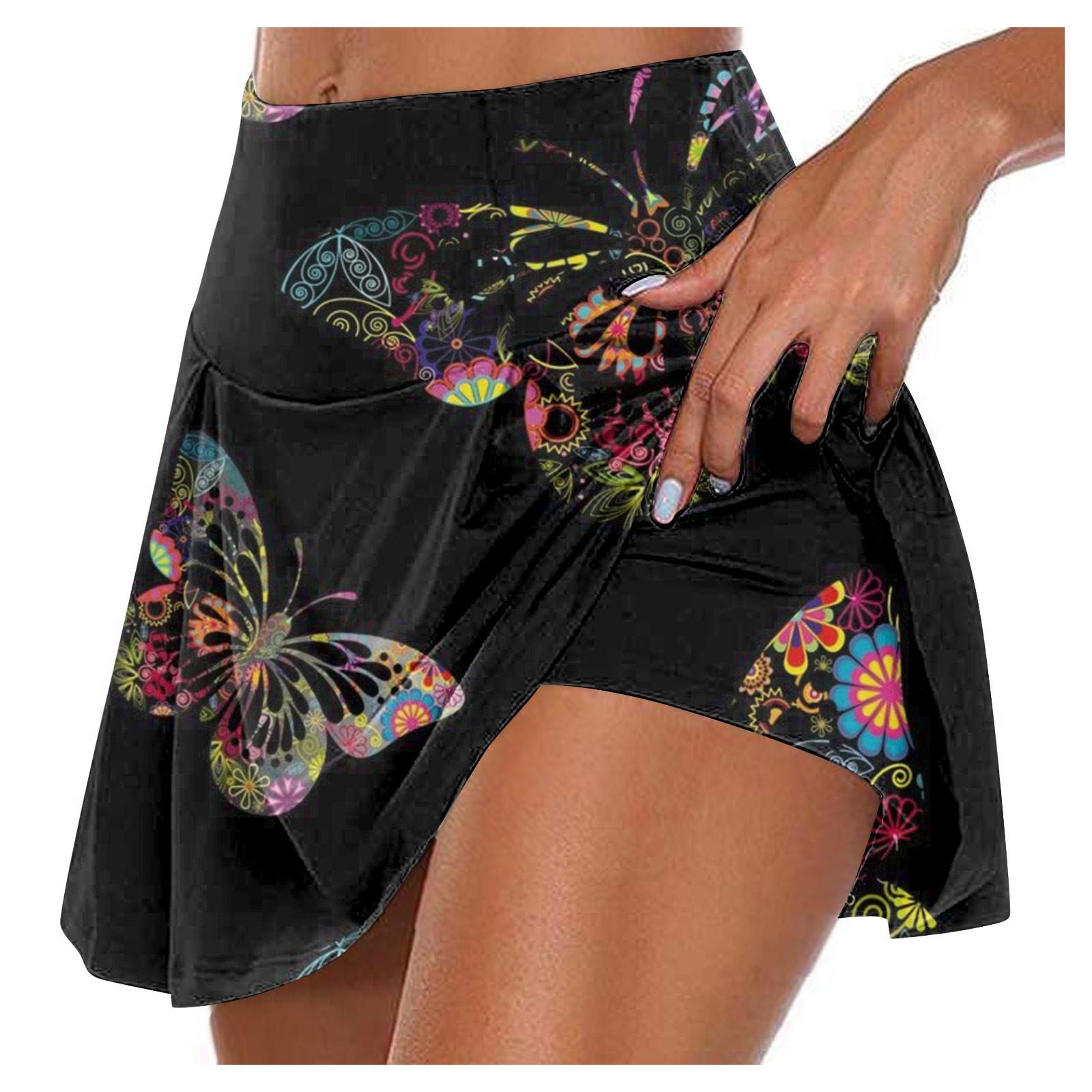 

Жіночі спортивні еластичні плісировані тенісні спідниці Run Yoga Inner Shorts Еластичні спортивні шорти для гольфу M чорний