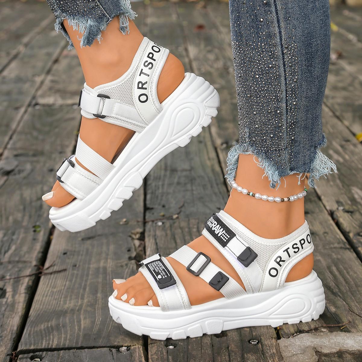 

Summer Elegant Round Headed Sexy Thick Soled Casual Sandals Fashiable Hot Selling New Comfortable Plus Size Women s Sandals 37 белый