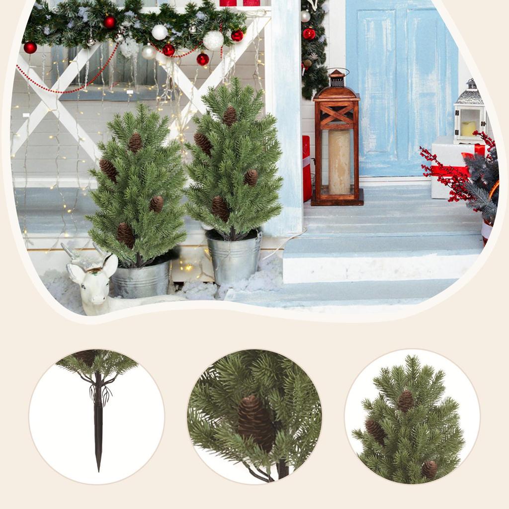 Artificial Christmas Tree Branch Topiary Tree Lifelike Fairy Garden Accessories Decoration Garden Stake for Patio Wedding