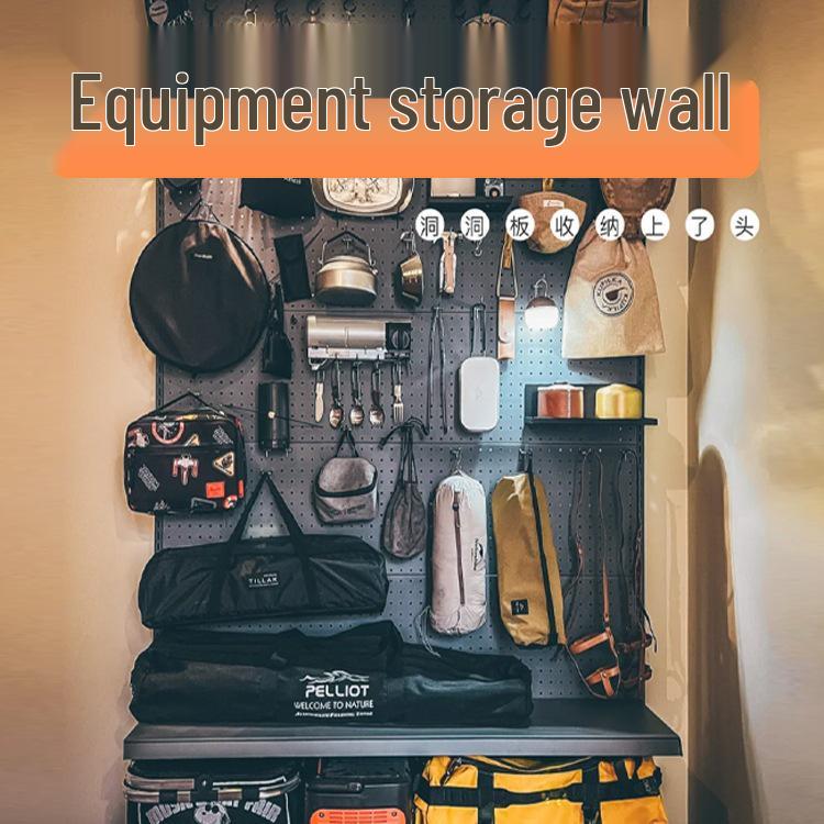 Multi-Layer Pegboard and Storage Rack: Camping and Outdoor Equipment Organizer