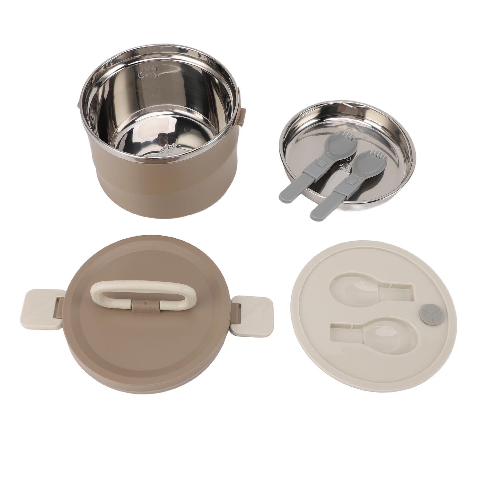 Изолированный контейнер для еды 304 нержавеющая сталь PP штабелируемый портативный круглый бенто ланч-бокс с Brown Single Layer 12L 1869₽