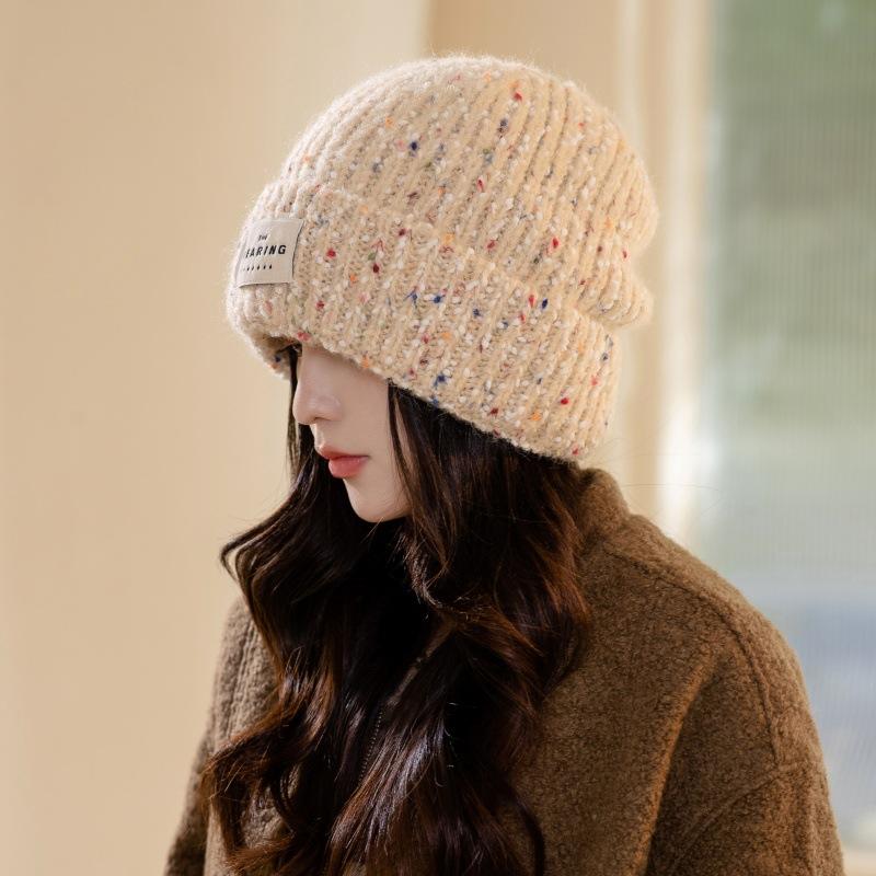 Color Wool Hat Autumn and Winter Warm Ear Protection Windproof Hat Knitted Hat Fit for Outdoor, Casual & Formal Events