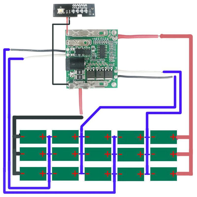 

A34R 5X Li- Battery Case Circuit Board PCB For Lomvum Zhipu Hongsong Jingmi No Original 18V Lithium Battery,10 Hole чорний
