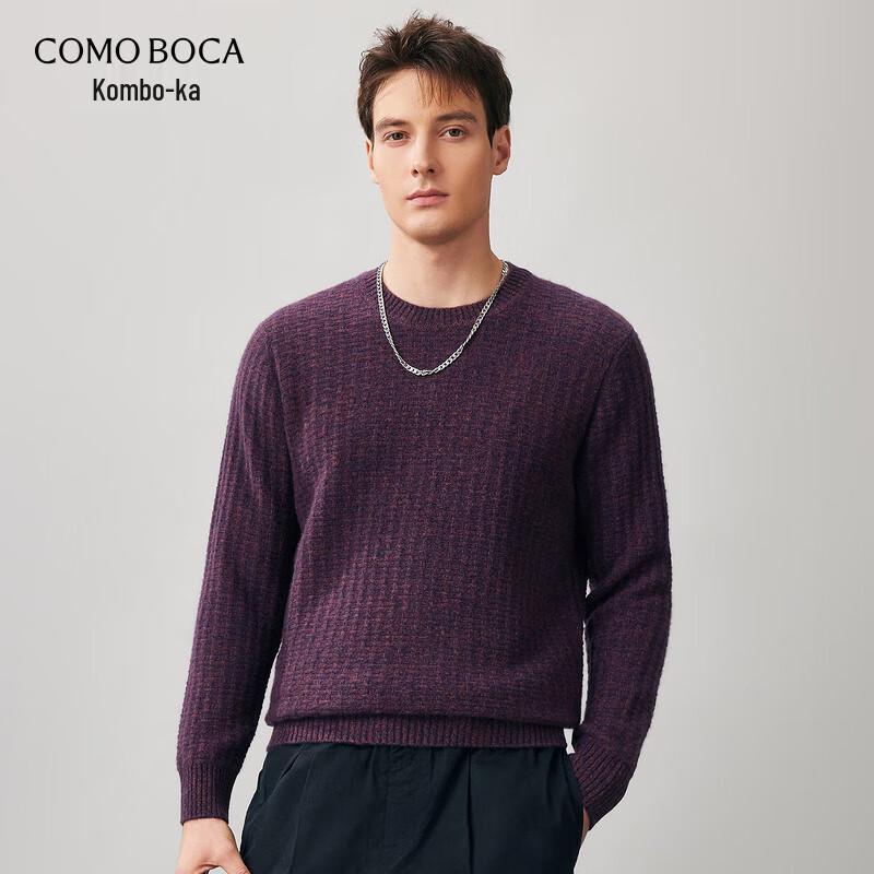 Komong Boca Men's Thickened 100% Cashmere Round Neck Knit Sweater
