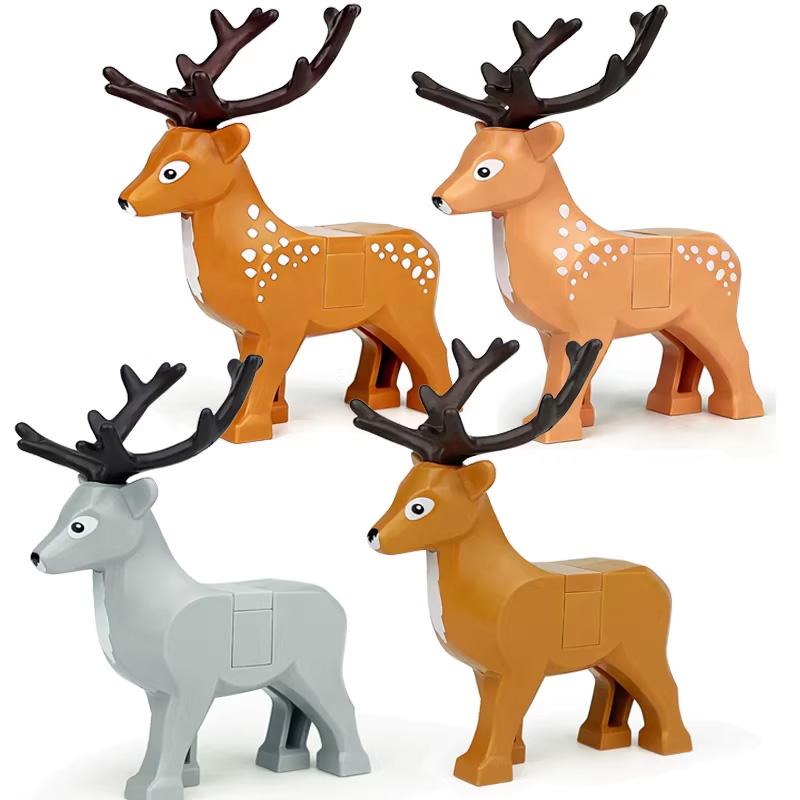 MOC Zwierzęta Zoo Klocki Słonie Tygrysy Słonie Małpy Łosie Niedźwiedzie Owce Wielbłąd Koń Krokodyl Lampart Mini Klocki DIY T11