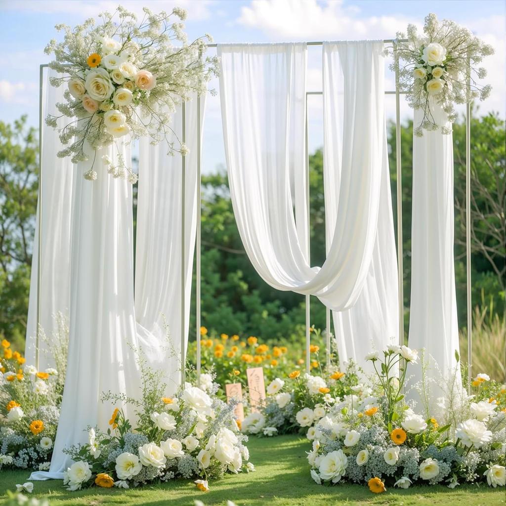 Wedding Arch Draping Fabric, Sheer Chiffon Arch Drape for Bridal Shower Backdrop Outdoor Party Arches Church Ceremony Decoration
