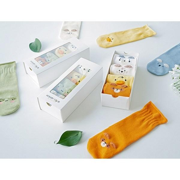Hi Baby Club Dziewczęce 3D Animal Knee Socks 4-częściowy zestaw opakowanie prezentowe, koreańskie produkty dla dzieci