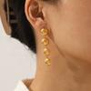 Round Hammered Stainless Steel Earrings with Tassel, Versatile 18k Gold Titanium Steel Jewelry for Women