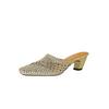 Fashion New Summer Slippers Microfiber Slippers for Women Fashion Hollow Out Mules Square Toe High Heels Cover Toe Slippers Sandals