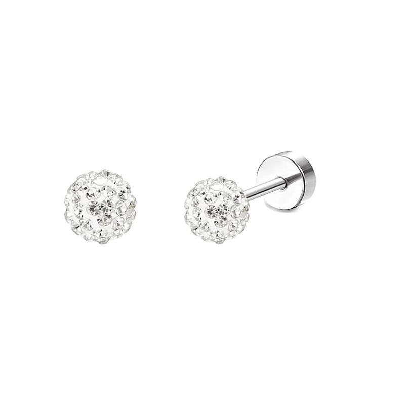 2PCS/Set Stainless Steel Heart Moon Earbone Stud Screw Ball Stud Earrings for Women Fashion Ear Tragus Cartilage Body Piercing