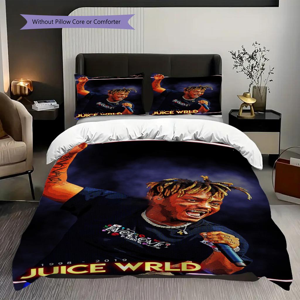 Juice Wrlds Neon Legacy Three-piece set (1 * duvet cover + 2 * pillowcase, without core) 2D Flat Bedding set Christmas birthday gift