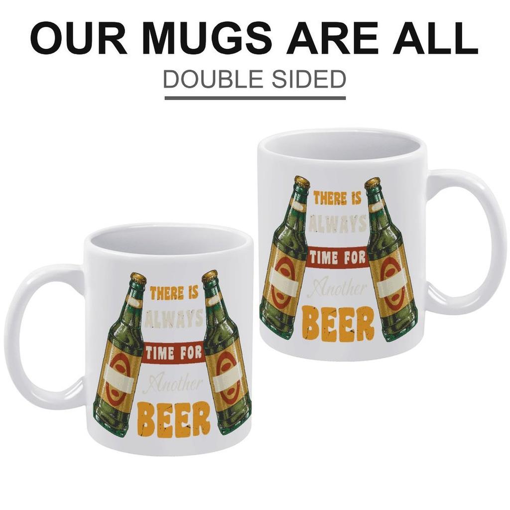 1pc 11oz Double-Sided Printed Beer Mug, Lightweight Ceramic Daily Cup, Ideal Funny Gift Choice for Friends Who Enjoy Party Time