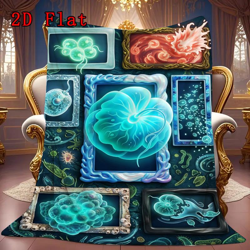 Microbial Artistry 2D Flat Pattern Flannel Blanket, High Quality All Seasons, Home Decor, Warmth and Comfort, Perfect for Christmas Gifts.