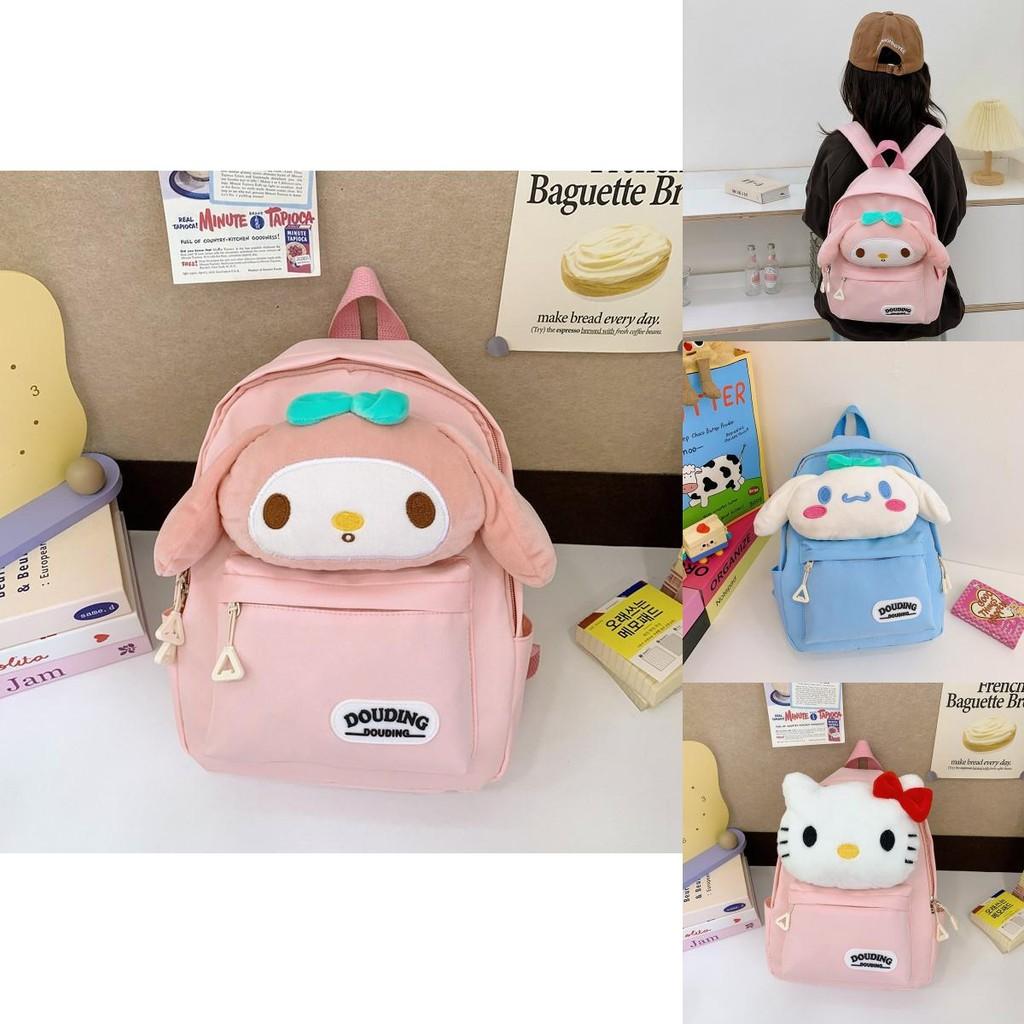 Kuromi Hello Kitty Melody Cinnamoroll Plush Toy Kids Backpack With Breathable Nylon For Kindergarten Children