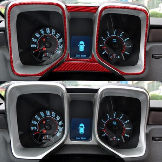 Red Carbon Fiber Car Dashboard Speedometer Cover For Chevrolet Camaro 2010-2015
