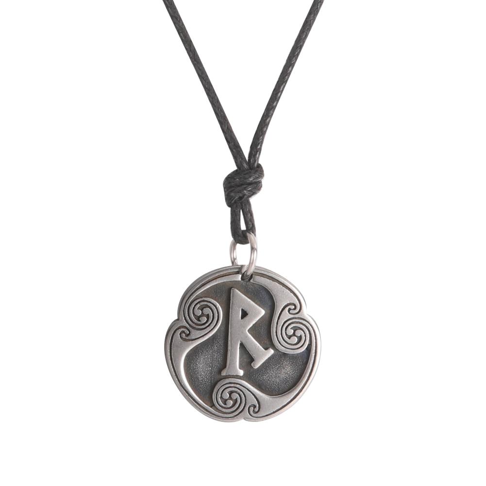 Retro Mysterious Runes Necklace Viking Jewelry Rope Chain Adjustable Necklaces Stainless Steel Pendant Amulet Jewelry