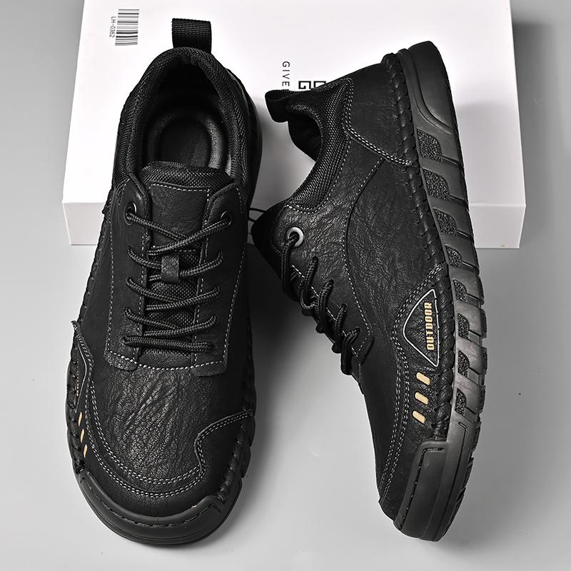 High Quality Handmade Genuine Leather Men Sneakers 2024 Outdoor Non-Slip Casual Shoes Luxury Brand Design Office Walking Shoe