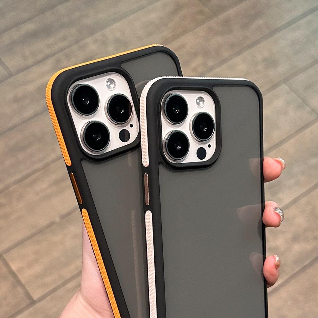 Suitable for Apple 16 Phone Cases, Simple and Contrasting Color Edges, Transparent 14, Matte Back Panel 15