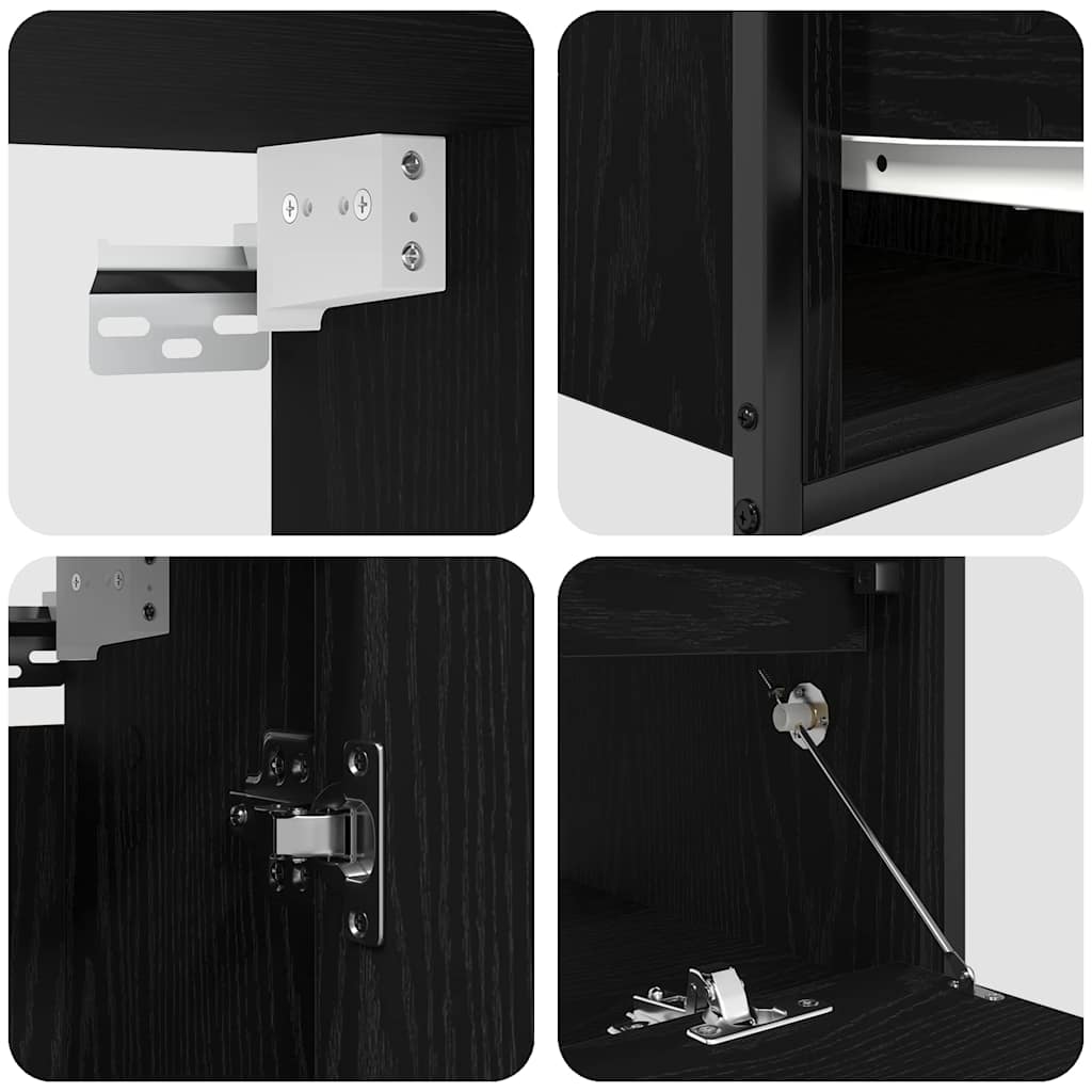 Bathroom Furniture Set with Shelf 5 Pcs Black Engineered Wood