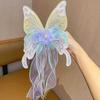 New Big Butterfly Bow Clip Ribbons Metal Spring Buckle Hair Clip Long Tail Princess Style Woven Hair Strap Girl