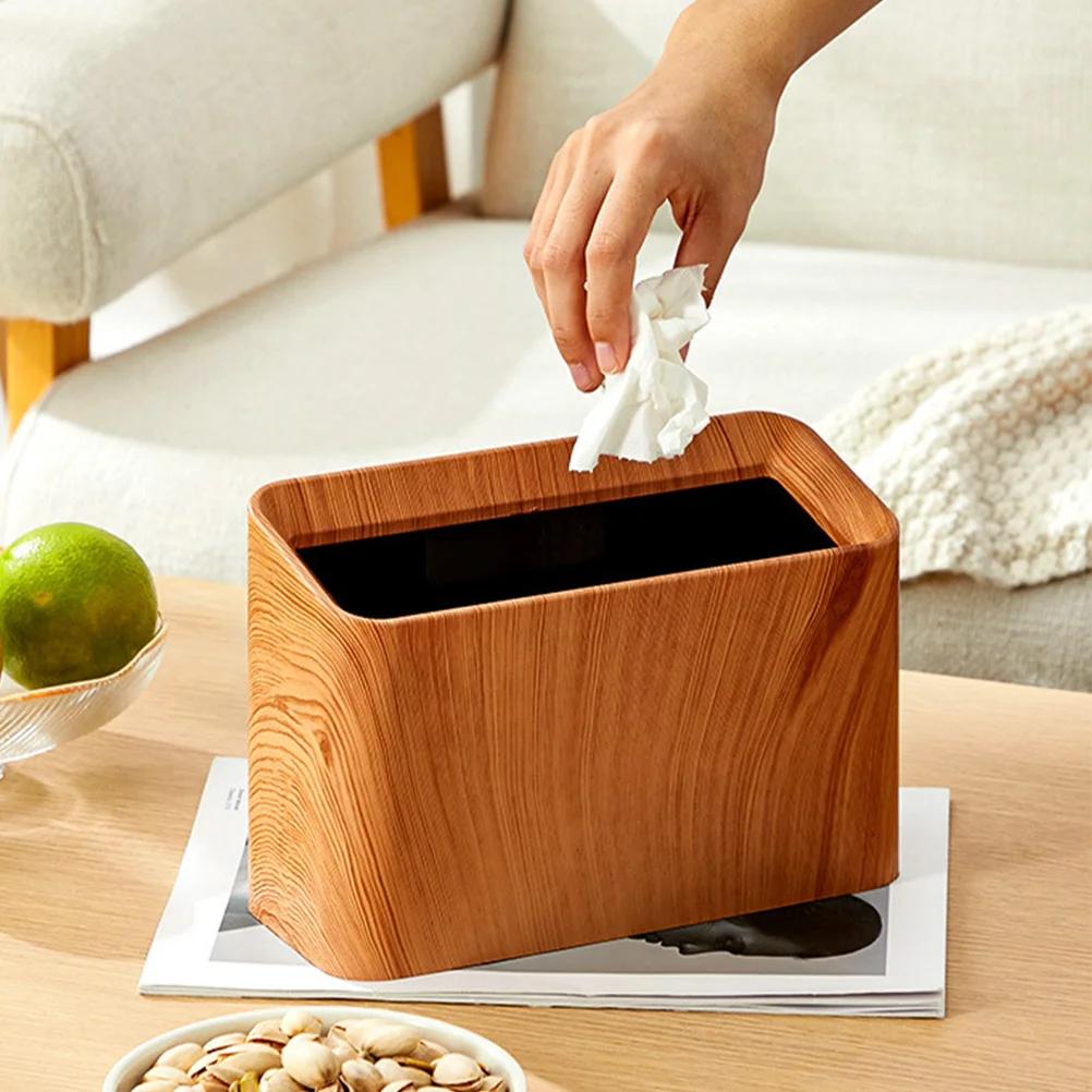 Solid Wood Color Waste Paper Basket On Home Office Desk Mini Trash Bin Wastebasket Small Can Tiny Countertop