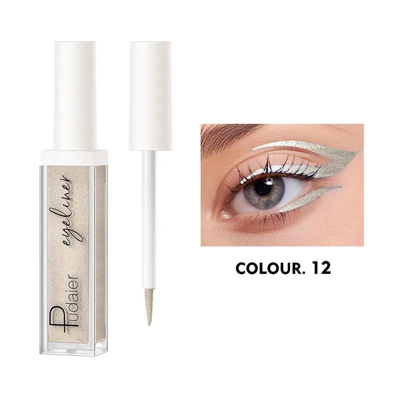 12 Colors Waterproof Metallic Liquid Eyeliner Long-lasting Green Gold Blue Sweatproof Quick-drying Eyeliner Pencil Eyes Makeup