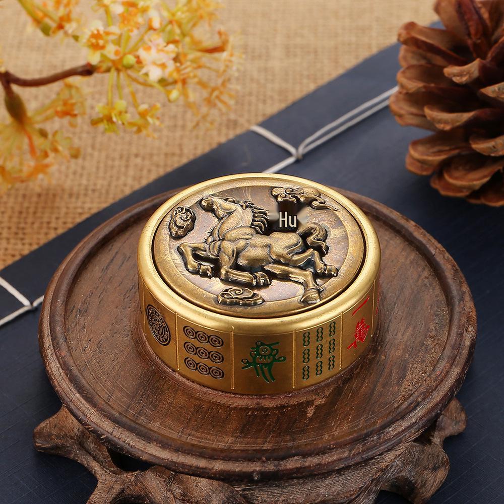 Mahjong Tweet Card Slanting Push Metal Coin Fidget Spinner - Zinc Alloy & Brass Magnetic Decompression Toy