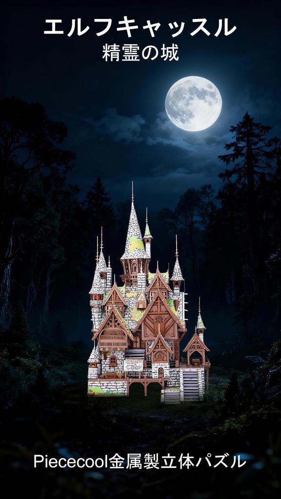 Piececool 3D Puzzle - Elf Castle (Spirit Castle) - Metal - Assembly Required, No Glue Needed - Difficulty: 3 Stars (Intermediate/Adult)