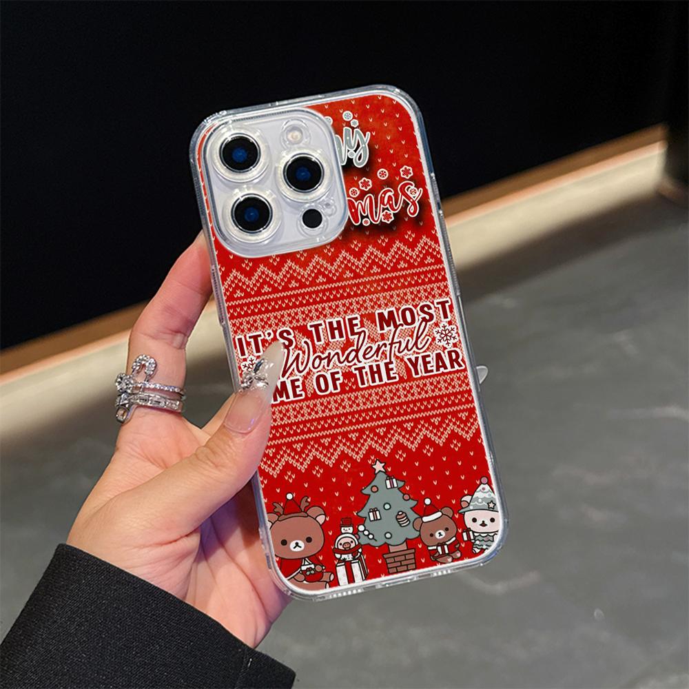 Ae117 Merry Christmas Happy New Year Design Magsafe Transparent Cases for Samsung S23 S24 Ultra iPhone 16 Pro Max Magnetic Wireless Charge Back Cover