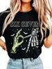 Polyester  100% Women Men Six Seven Skeleton Zombie Hands Graphic T-Shirt Halloween Bat Print Retro Short Sleeve Casual Tee